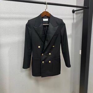 🚩steal authentic Saint Laurent Black Blazer with Gold Accents